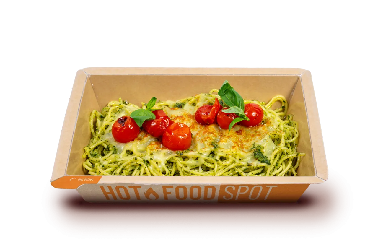 Spaghetti mit Basilikumpesto