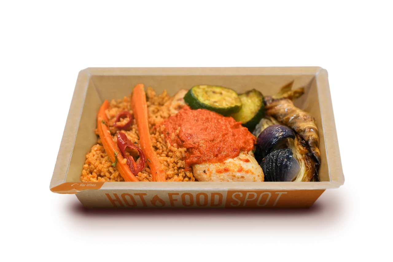Jollof Reis mit Huhn und Gemüse