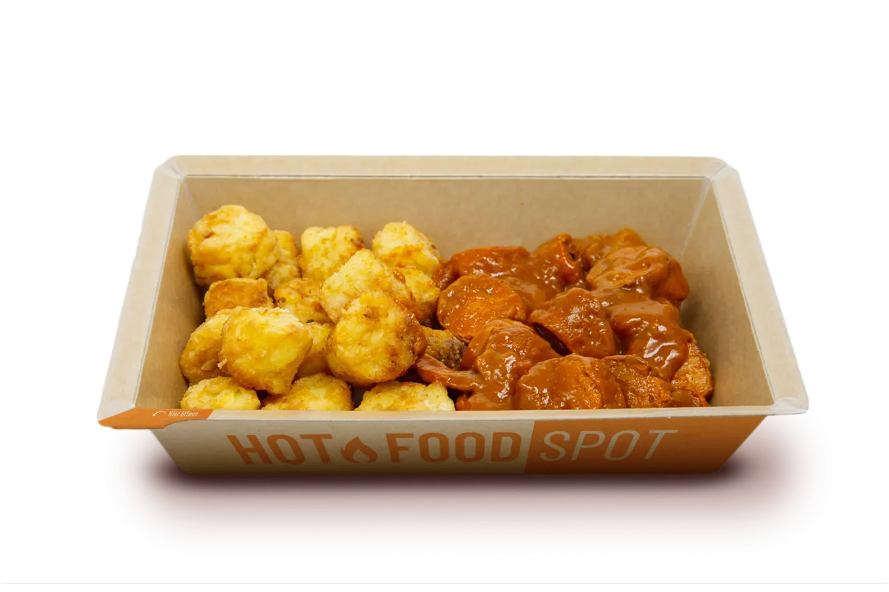 Rindercurrywurst mit Rösti