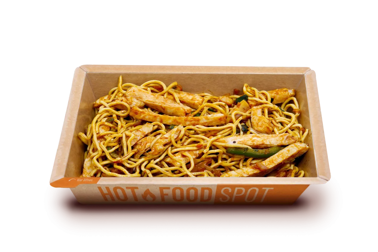 Gebratene Nudeln mit Hähnchen